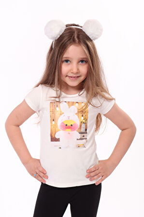 Toontoy Kız Çocuk Baskılı Tişört