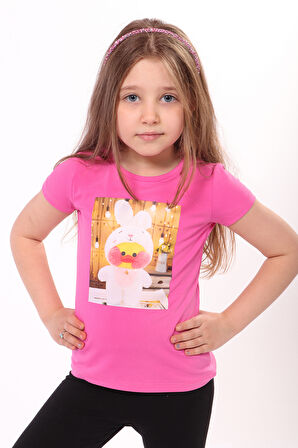 Toontoy Kız Çocuk Baskılı Tişört