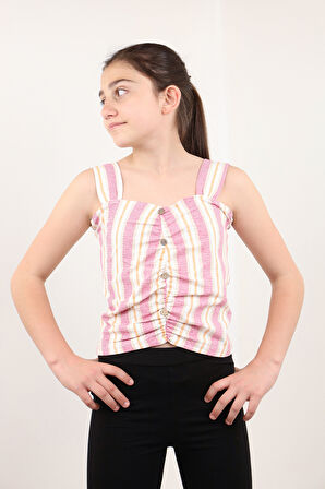 Toontoy Kız Çocuk Renkli Çizgili Atlet