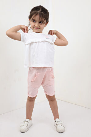 Toontoy Kız Çocuk Nakışlı Şortlu Takım