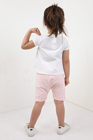 Toontoy Kız Çocuk Nakışlı Şortlu Takım