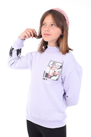 Toontoy Kız Çocuk Baskılı Nakışlı Sweatshirt