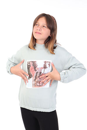 Toontoy Kız Çocuk Baskılı Sweatshirt