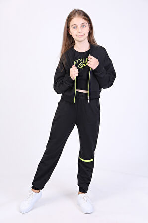 Toontoy Kız Çocuk 3lü Baskılı Eşofman Takım