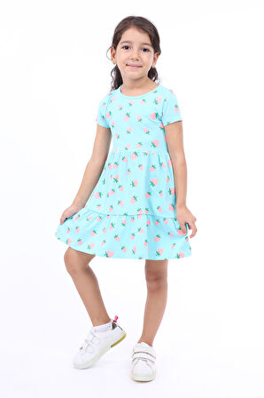 Toontoy Kız Çocuk Baskılı Elbise