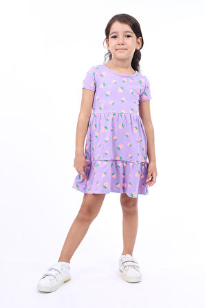 Toontoy Kız Çocuk Baskılı Elbise