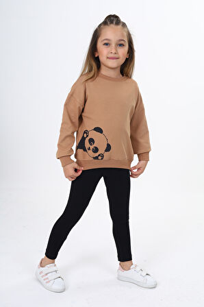 Toontoy Kız Çocuk Baskılı Taytlı Takım