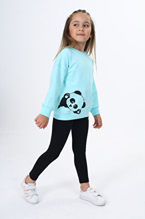 Toontoy Kız Çocuk Baskılı Taytlı Takım