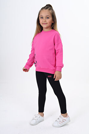 Toontoy Kız Çocuk Baskılı Taytlı Takım