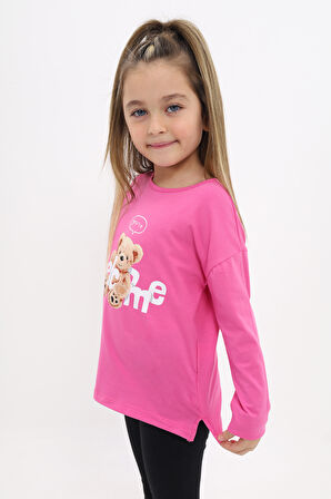Toontoy Kız Çocuk Baskılı Tişört