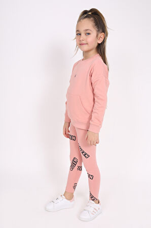 Toontoy Kız Çocuk Nakışlı Taytlı Takım