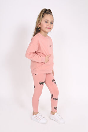 Toontoy Kız Çocuk Nakışlı Taytlı Takım
