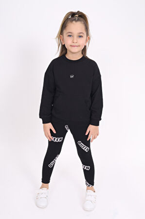 Toontoy Kız Çocuk Nakışlı Taytlı Takım