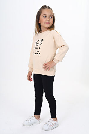 Toontoy Kız Çocuk Nakışlı Taytlı Takım