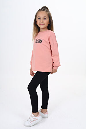 Toontoy Kız Çocuk Baskılı Taytlı Takım