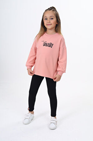 Toontoy Kız Çocuk Baskılı Taytlı Takım