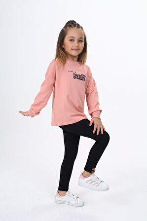 Toontoy Kız Çocuk Baskılı Taytlı Takım