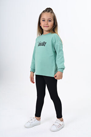 Toontoy Kız Çocuk Baskılı Taytlı Takım