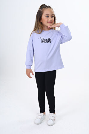 Toontoy Kız Çocuk Baskılı Taytlı Takım