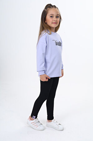 Toontoy Kız Çocuk Baskılı Taytlı Takım