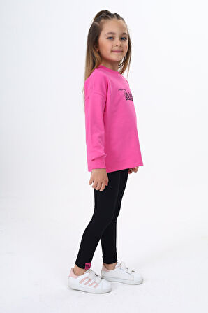 Toontoy Kız Çocuk Baskılı Taytlı Takım