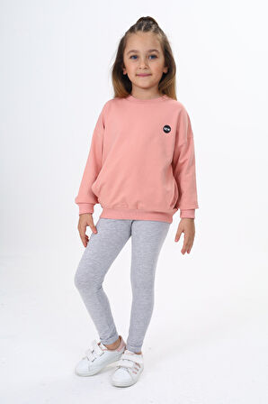 Toontoy Kız Çocuk Baskılı Taytlı Takım