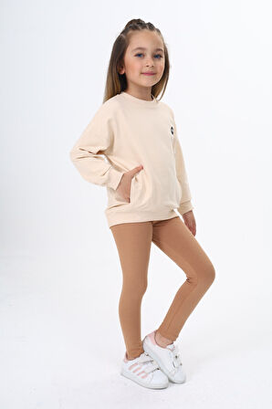 Toontoy Kız Çocuk Baskılı Taytlı Takım