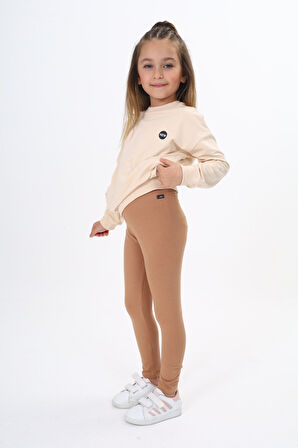 Toontoy Kız Çocuk Baskılı Taytlı Takım