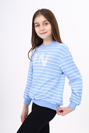 Toontoy Kız Çocuk Çizgili Sweatshirt