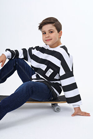 Toontoy Erkek Çocuk Çizgili Sweatshirt