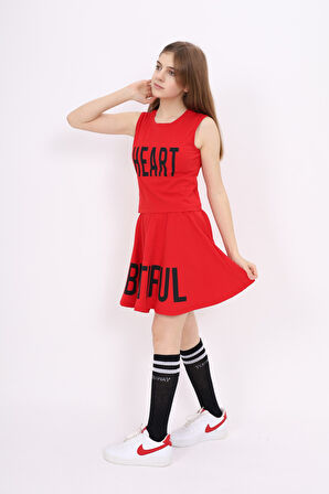 Toontoy Kız Çocuk Baskılı Etekli Takım