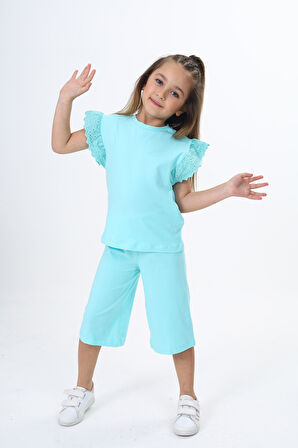 Toontoy Kız Çocuk Baskılı Kaprili Takım