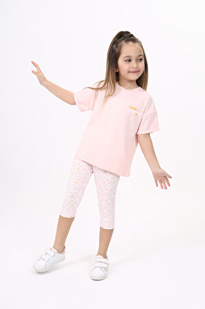 Toontoy Kız Çocuk Baskılı Kaprili Takım