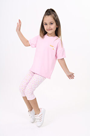 Toontoy Kız Çocuk Baskılı Kaprili Takım