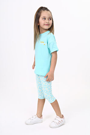 Toontoy Kız Çocuk Baskılı Kaprili Takım