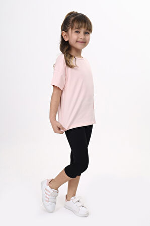 Toontoy Kız Çocuk Baskılı Kaprili Takım