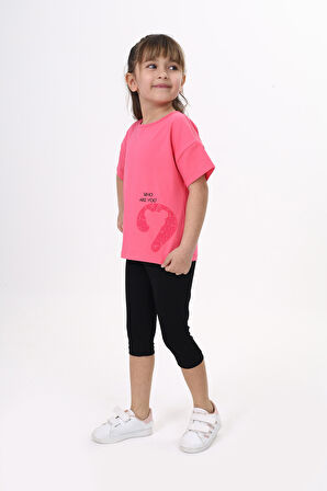 Toontoy Kız Çocuk Baskılı Kaprili Takım