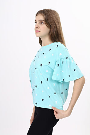 Toontoy Kız Çocuk Baskılı Tişört