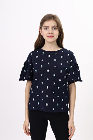 Toontoy Kız Çocuk Baskılı Tişört