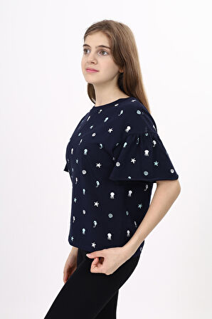 Toontoy Kız Çocuk Baskılı Tişört