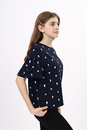 Toontoy Kız Çocuk Baskılı Tişört