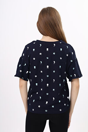 Toontoy Kız Çocuk Baskılı Tişört