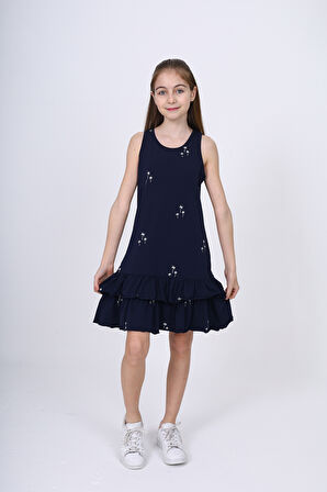 Toontoy Kız Çocuk Baskılı Elbise