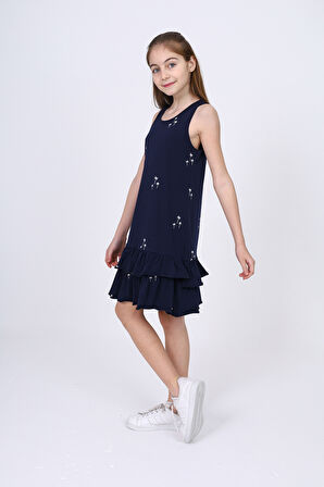 Toontoy Kız Çocuk Baskılı Elbise