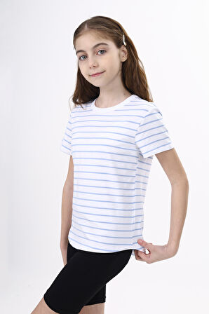 Toontoy Kız Çocuk Çizgili Tişört