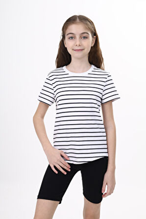Toontoy Kız Çocuk Çizgili Tişört