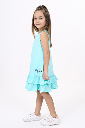 Toontoy Kız Çocuk Baskılı Elbise