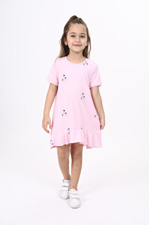 Toontoy Kız Çocuk Baskılı Elbise