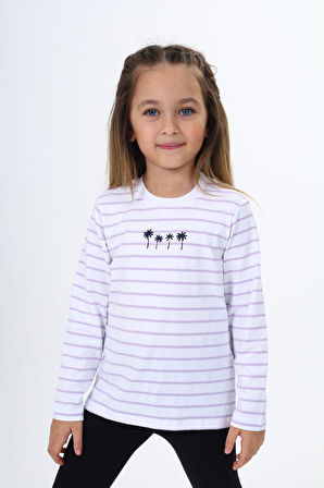Toontoy Kız Çocuk Çizgili Tişört