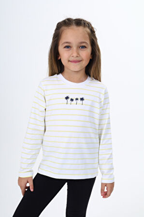 Toontoy Kız Çocuk Çizgili Tişört